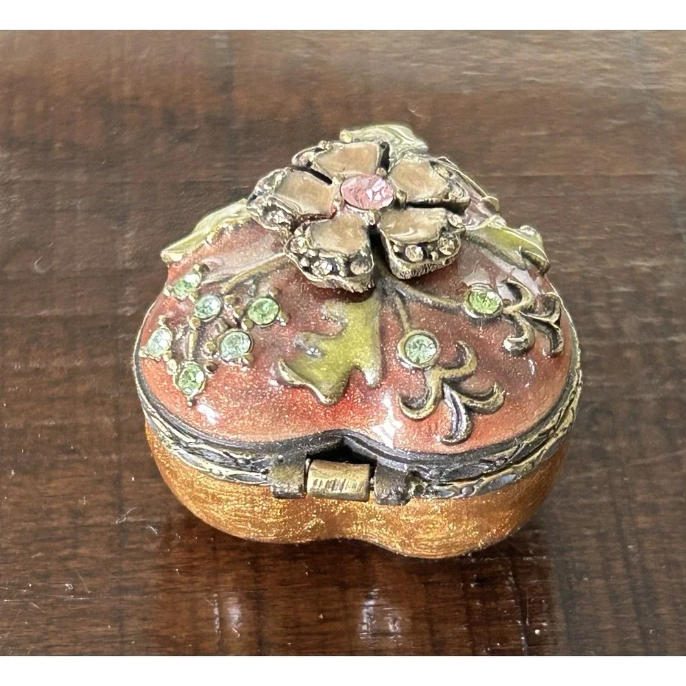 Jay Strongwater Heart Shaped‎  Flower Decoration Trinket Box